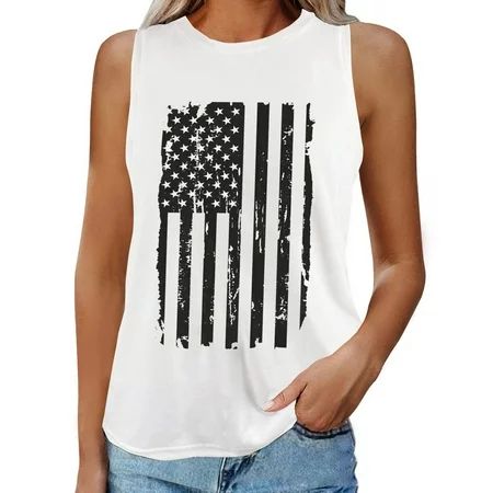 ForestYashe Tank Tops For Women Sunflower USA Flag Printed Cute Workout Fitness Tee Tshirt T Shirt V | Walmart (US)
