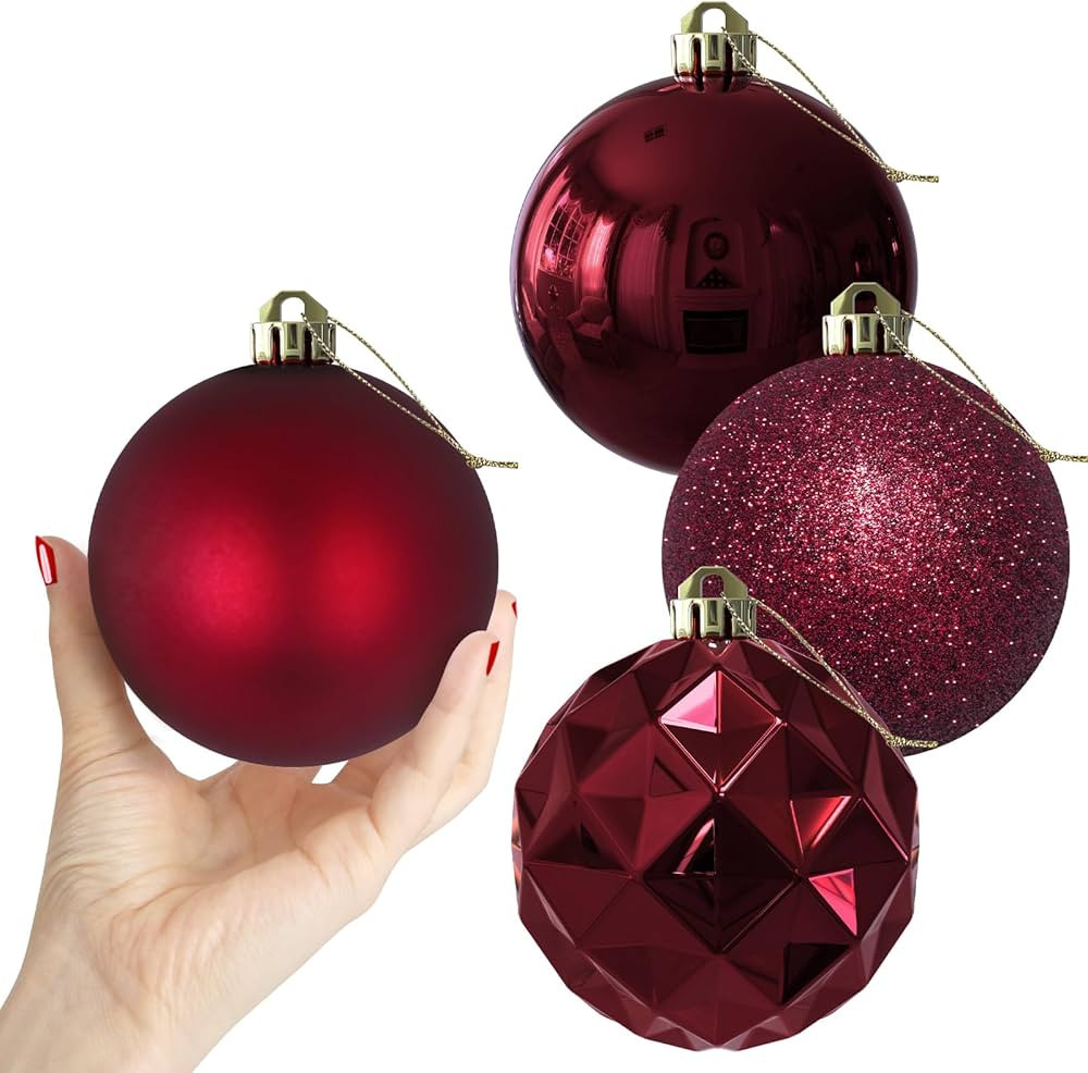 Maroon Large Christmas Balls-Christmas Tree Decoration Ornaments Shatterproof Hanging Balls for H... | Amazon (US)