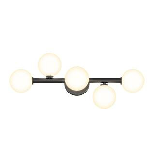 Artika Bloom 27 in. 5-Light Black LED Modern Bath Vanity Light Bar for Bathroom with Frosted Glass S | The Home Depot