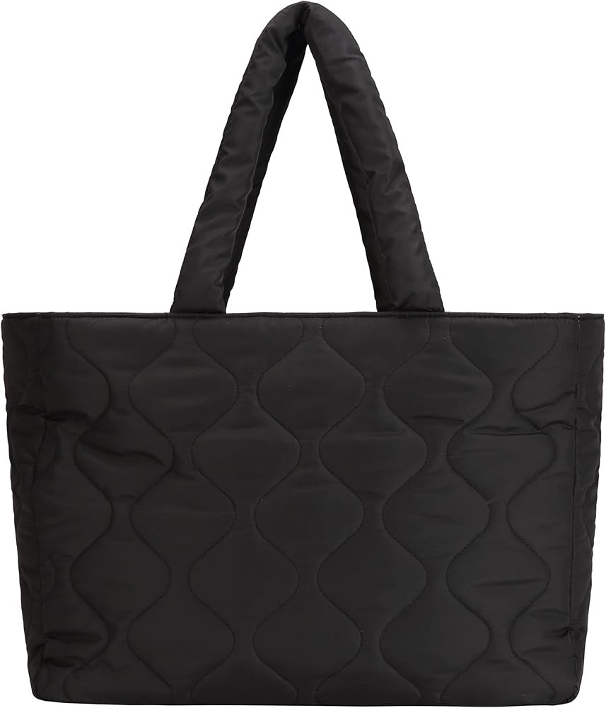 Large Puffer Tote Bag for Women, Quilted Puffer Bag, Puffy Bag | Amazon (US)