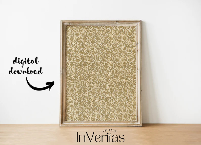 Muted Yellow Tapestry Wall Art Vintage Textile Print Floral Pattern PRINTABLE No. 26 - Etsy | Etsy (US)