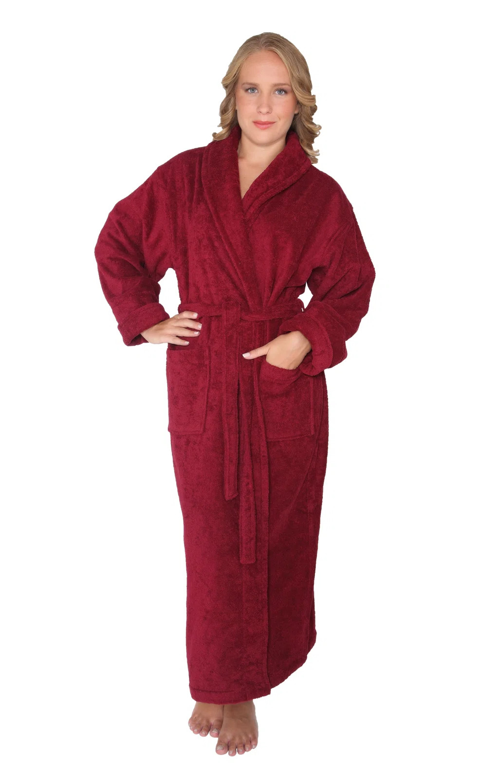 Laurens Cotton Terry Cloth Ankle Bathrobe with Pockets | Wayfair North America