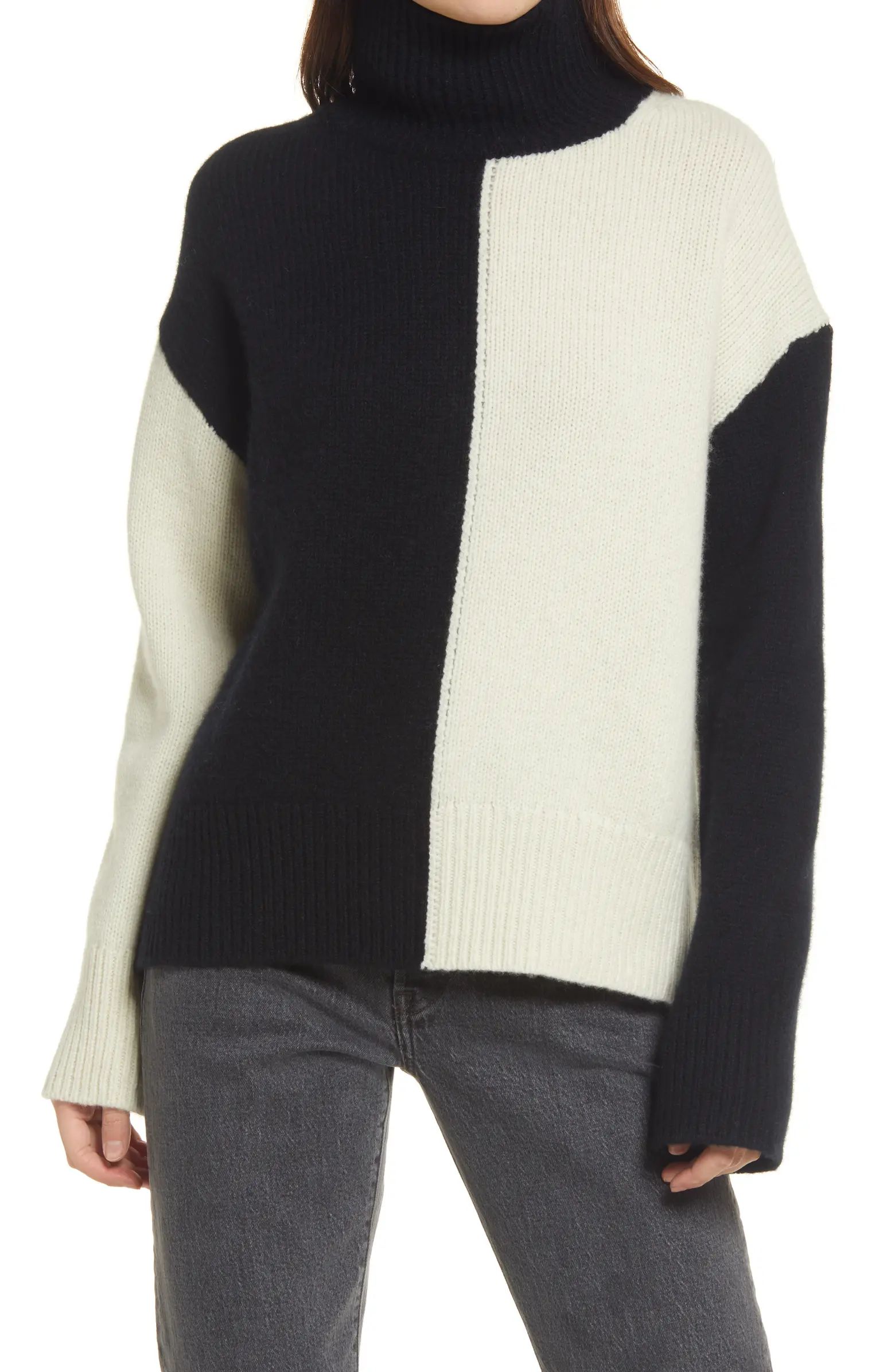 Colorblock Wool Turtleneck Sweater | Nordstrom