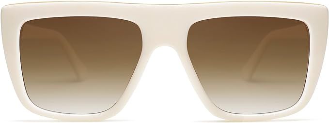 SOJOS Trendy Flat Top Sunglasses for Women Men Retro Rectangle UV400 Sunnies SJ2250 | Amazon (US)