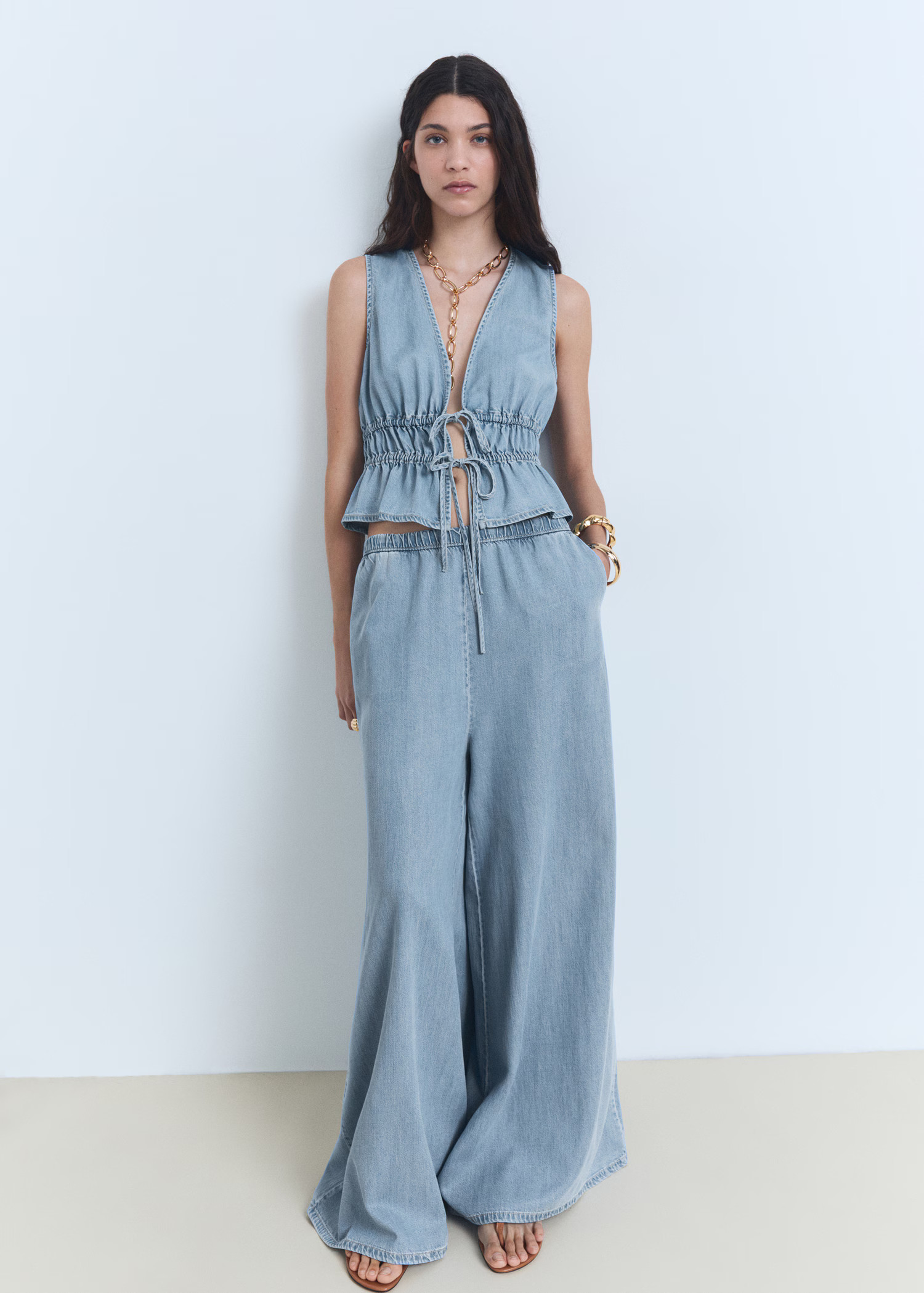 Lyocell top with tie closure - Women | MANGO USA | Mango (US/MX/AU)