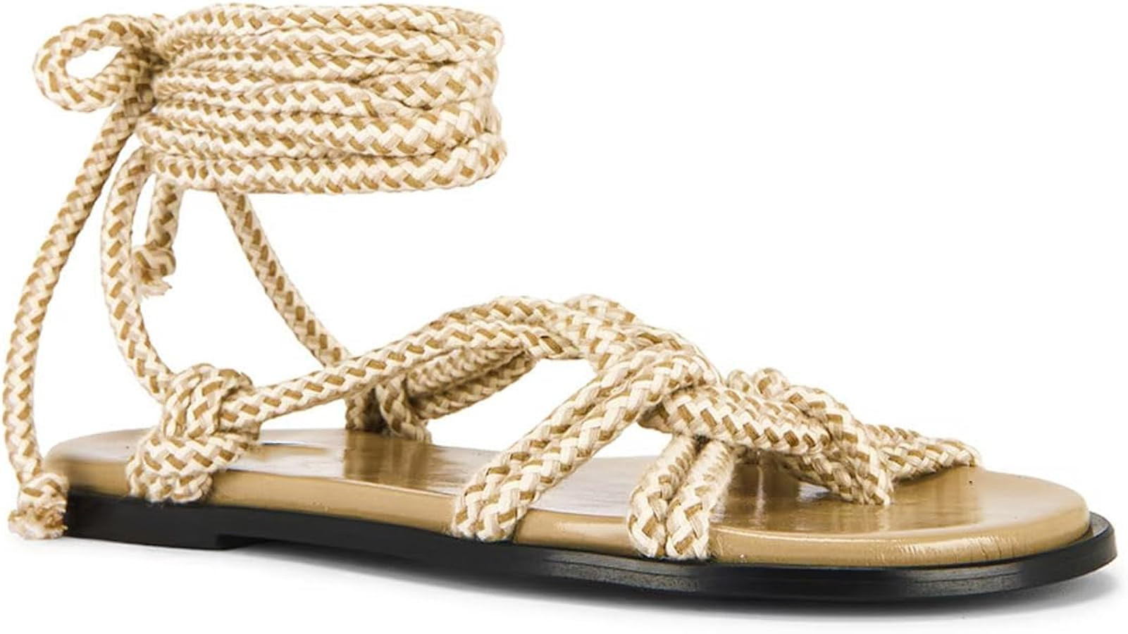 Strappy Flat Sandals for Women Tie up Thong Gladiator Sandals Round Open Toe Summer Slingback Rop... | Amazon (US)