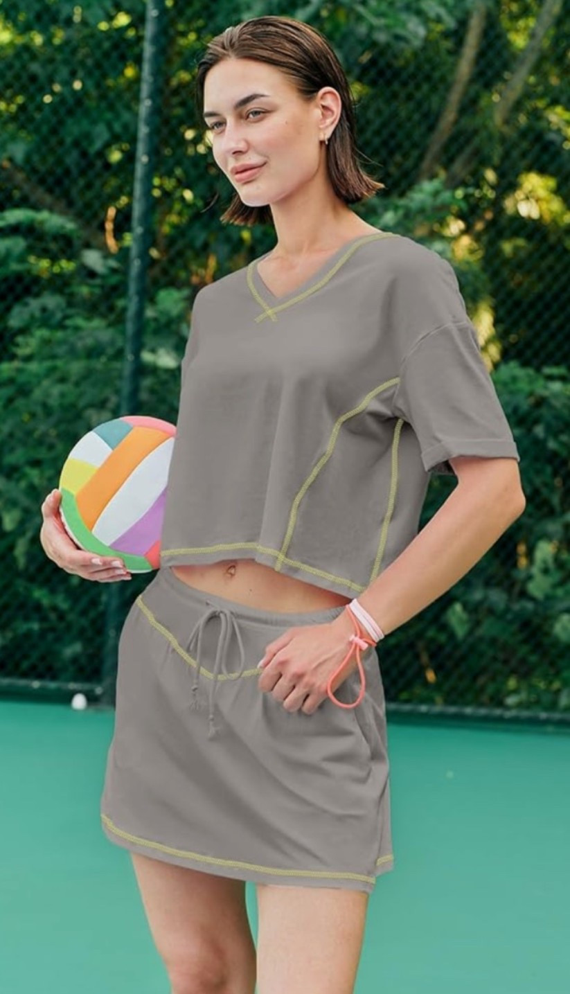 The cutest summery outfit and one of my favorite athleisure finds right now. ✨ This matching crop top and skort set is perfect for walks, errands, travel days, pickleball, vacation outfits, coffee runs, and casual summer weekends. The built-in shorts and pockets make it as practical as it is cute. Favorite colors and sizes are already starting to disappear, so if you've had your eye on this one, don't wait too long. 

This is the kind of set that sells out every summer. ☀️

#LTKfitnessgoals #LTKActive #LTKTravel