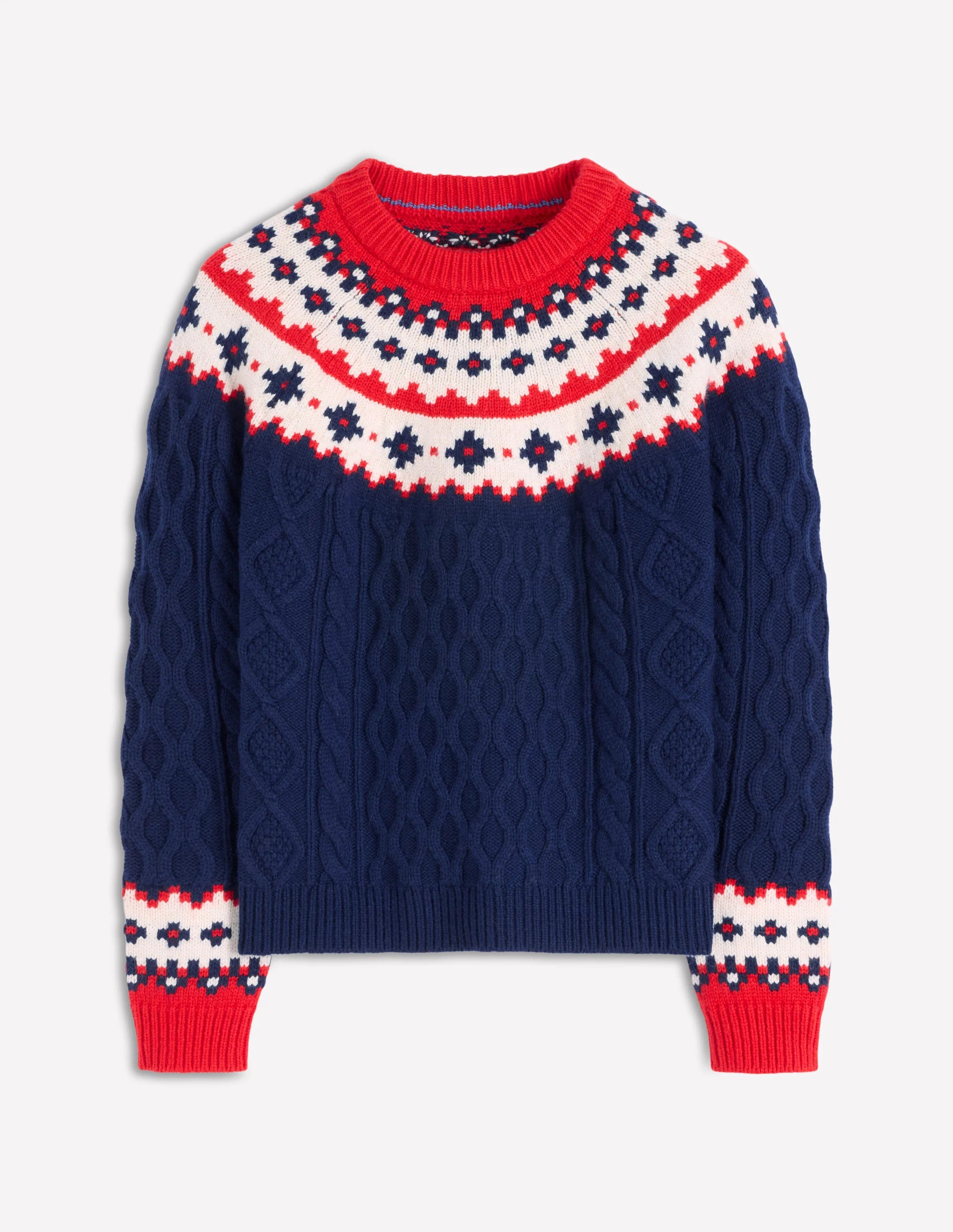 Eleanor Fair Isle Sweater-Navy Cable | Boden (US)
