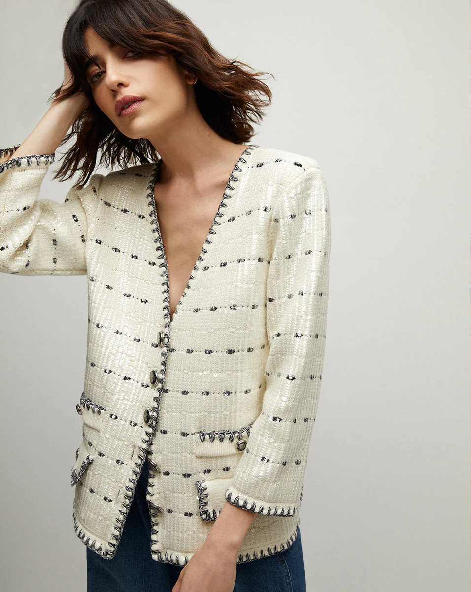 Ceriani Sequined Knit Jacket | Veronica Beard