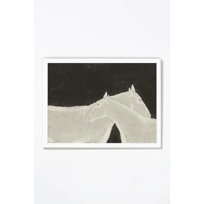 Two White Horses - Picture Frame Painting Print | Wayfair North America
