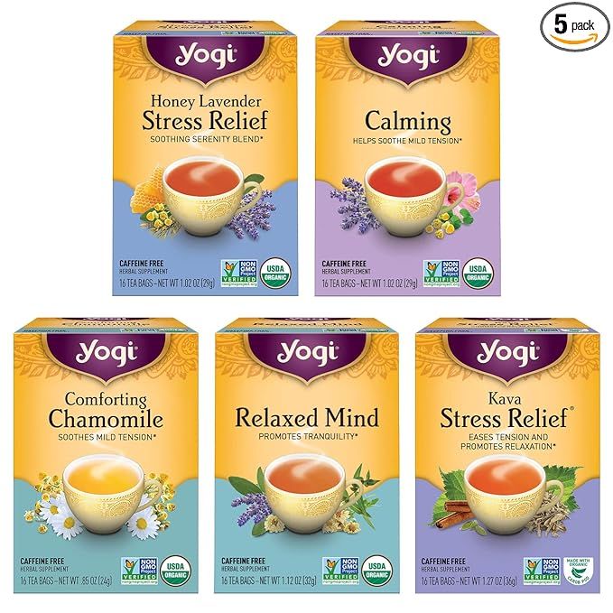 Yogi Tea - Stress Relief and Relaxation Variety Pack Sampler (5 Pack) - Calming, Chamomile, Honey... | Amazon (US)