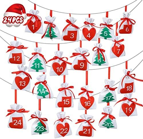 TOY Life Christmas Advent Calendar Bags with Numbers 2022 Decorations 24 Days Burlap Hanging Adve... | Amazon (US)