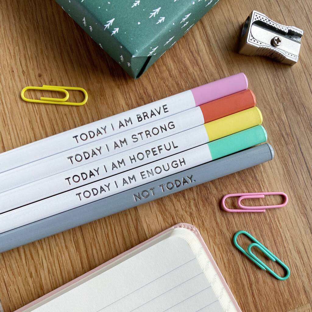 Set Of Five 'Today I Am' Positive Pencils | Not On The High Street