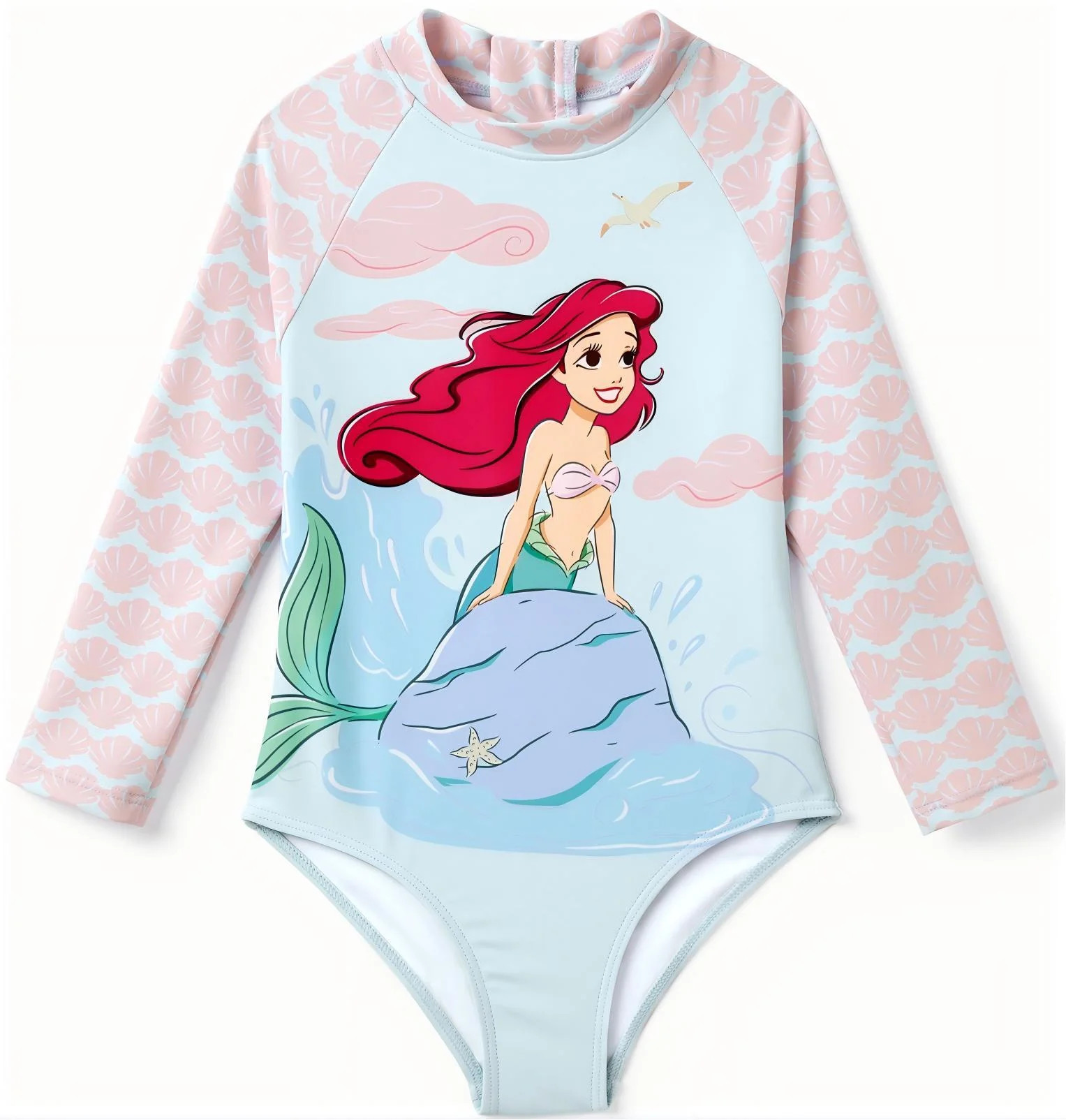 Disney Princess Girls One-Piece Swimsuit Ariel Rash Guard Graphic Bathing Suits Kids Sizes 2-5 | Walmart (US)