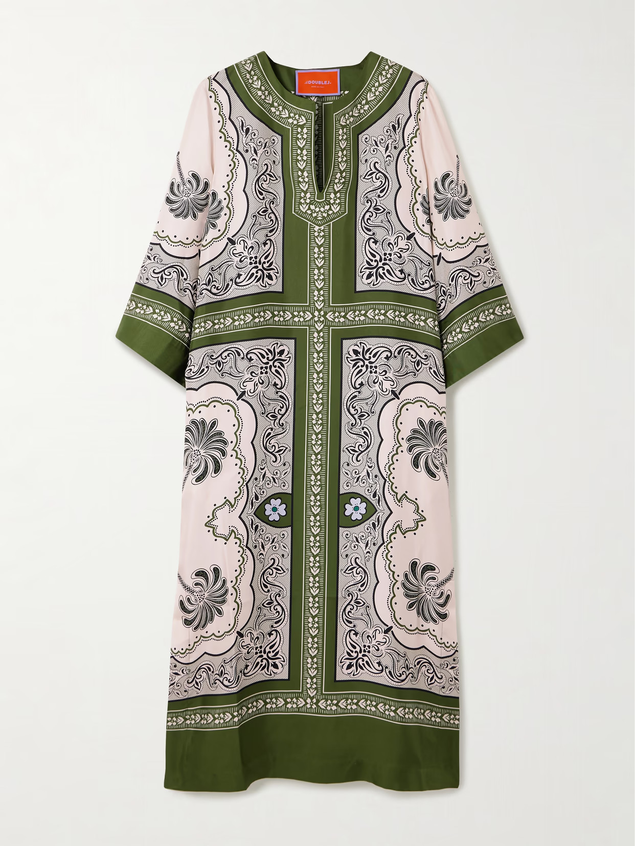 La DoubleJ - Printed Silk-satin Twill Kaftan - Green | NET-A-PORTER (US)
