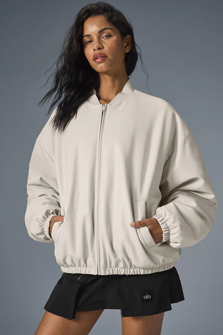 Faux Leather Premier Bomber - Charcoal Green | Alo Yoga (US)