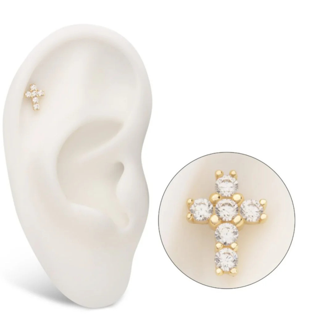 14k Blingy Petite Cross | Pierced by Ash Design