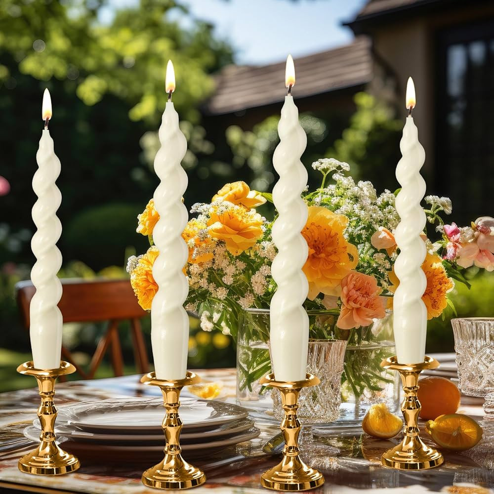 4 Pcs Spiral Taper Candles Handmade Twisted Long Candle Spiral Candle Stick Candles Twisted Candl... | Amazon (US)
