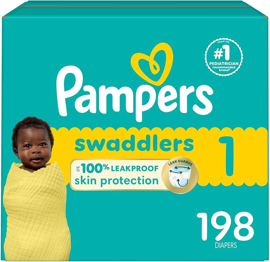 Pampers Baby Diapers - Swaddlers - Size 1, 198 Count, Ultra Absorbent Disposable Infant Diaper | Amazon (US)