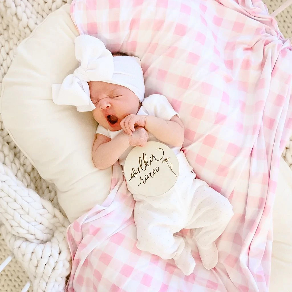 Personalized Baby Name Wood Announcement | Flower | Caden Lane