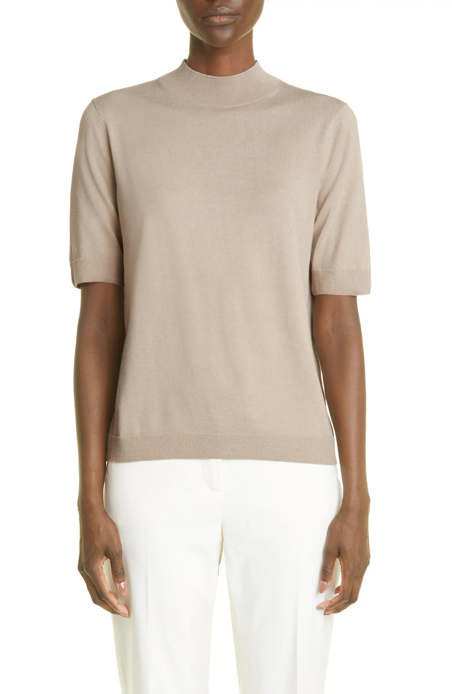 Lafayette 148 New York Mock Neck Short Sleeve Sweater | Nordstrom | Nordstrom