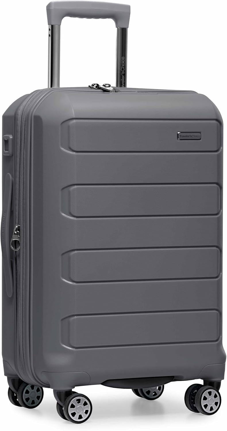 Traveler's Choice Pagosa Hardshell Expandable Luggage with Spinner Wheels, Gray, 22-Inch Carry-on | Amazon (US)