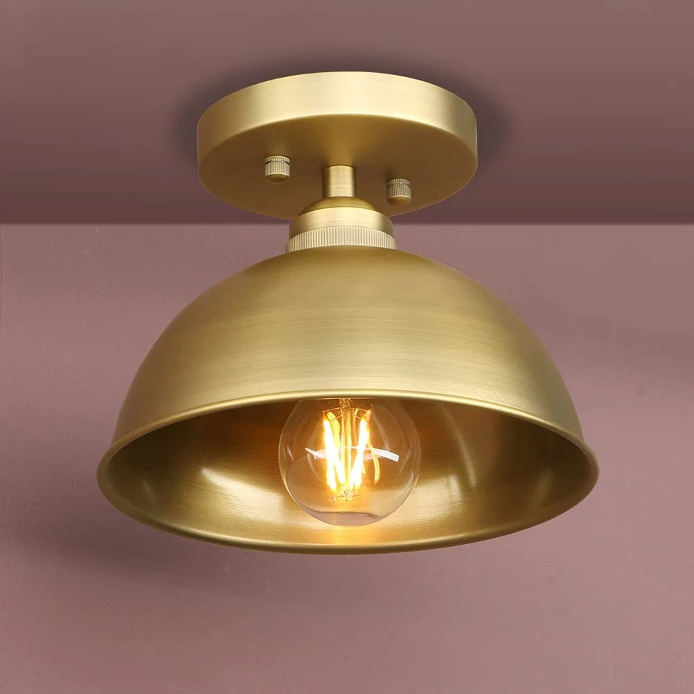 Industrial semi flush mount ceiling light bowl metal ceiling lamp with gold finish | Bed Bath & Beyond