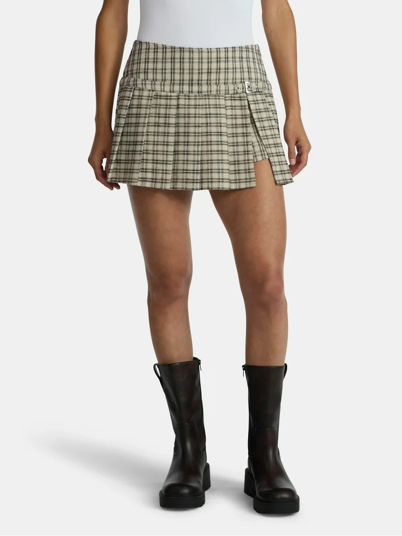 Madden NYC Women's Pleated Plaid Mini Skort, Sizes XXS-XXL | Walmart (US)