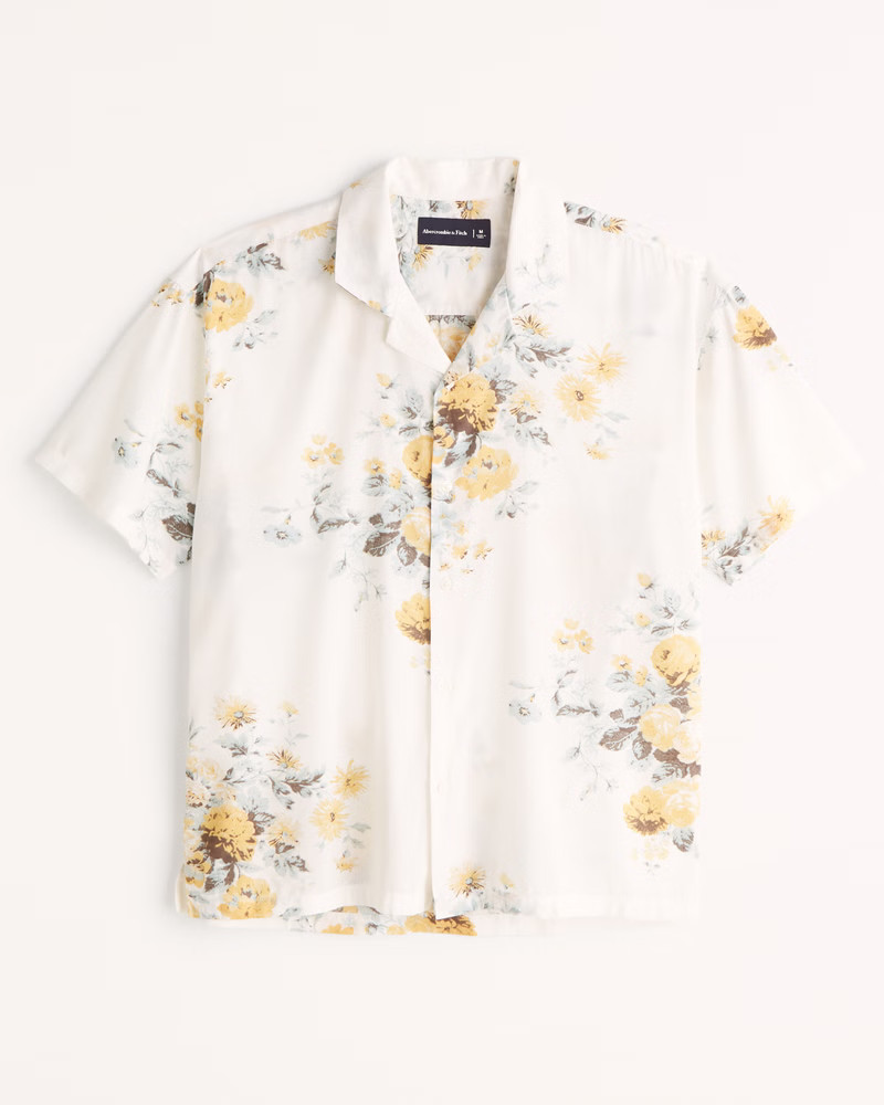 Men's Camp Collar Button-Up Shirt | Men's Tops | Abercrombie.com | Abercrombie & Fitch (US)
