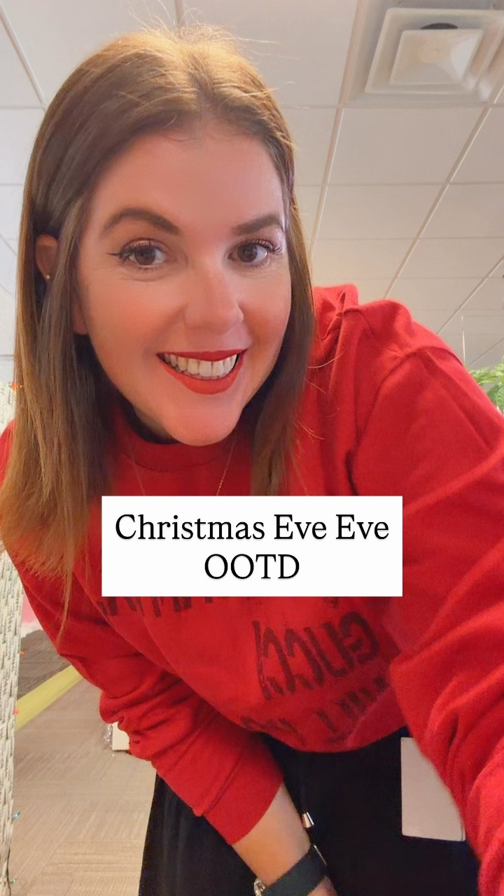 A little Christmas Eve Eve OOTD! 

Sweatshirt and skirt both run TTS and I will link the look for you! 

#LTKSeasonal #LTKootd #LTKHoliday