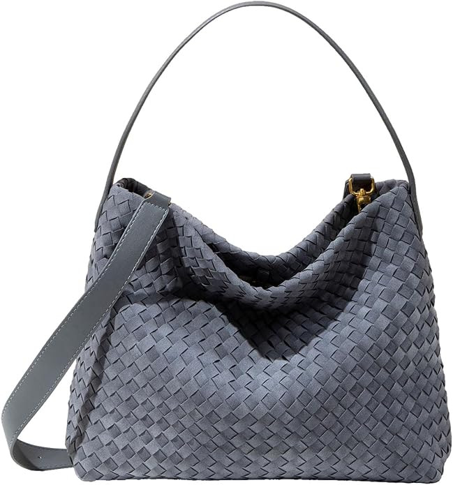 Suede Woven Tote Bag for Women, Roomy Hobo Shoulder Purse | Soft faux suede with intricate woven ... | Amazon (US)