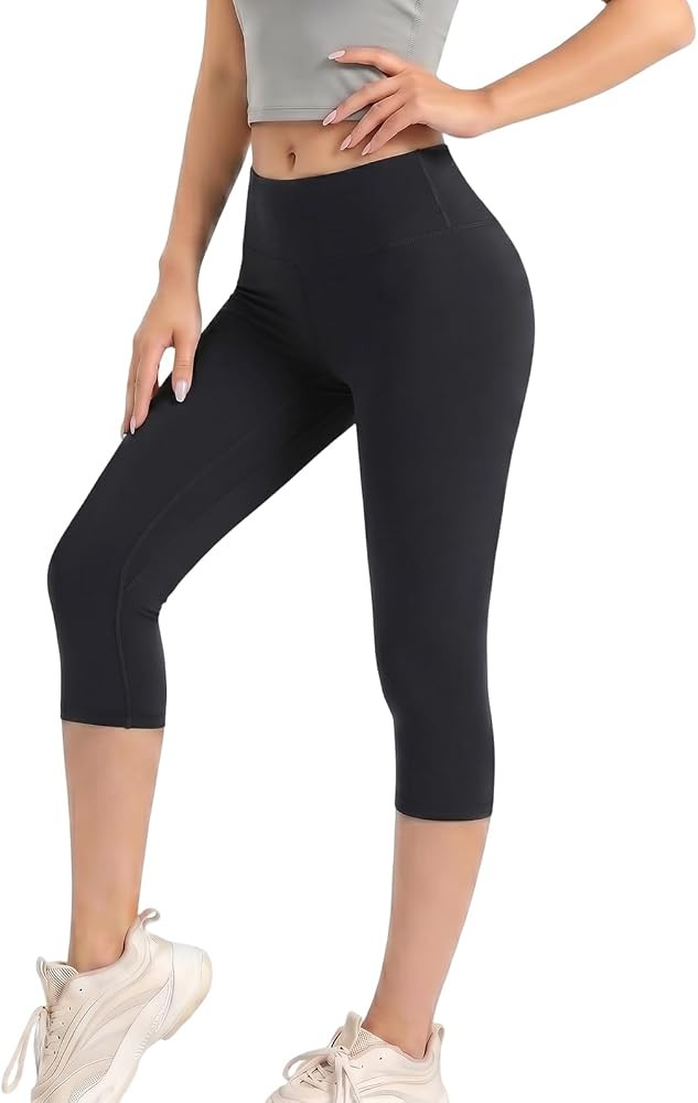 HYCOPROT Creamlush 3/4 Leggings for Women High Waisted Capri Yoga Pants Buttery Soft Elastic Opaque Tummy Control Stretchy Cropped Workout Tights Sports Trousers for Running Fitness Gym Casual Workout | Amazon (UK)