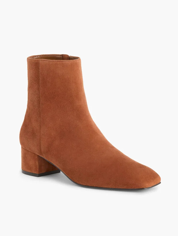 Perla Suede Block Heel Ankle Boots | Talbots