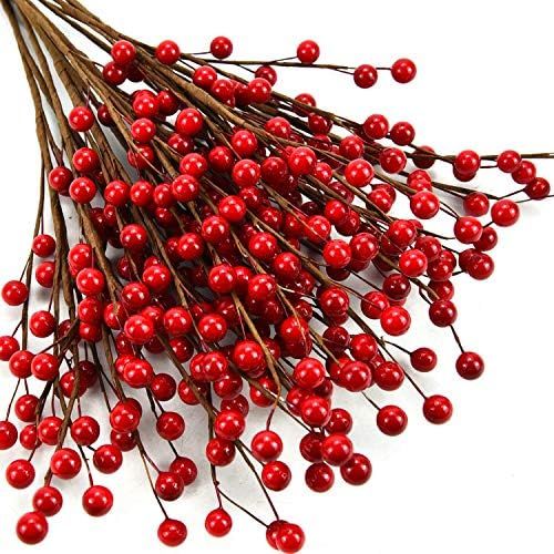 Rocinha 12 Pcs 13.78-inch Red Berry Picks, Artificial Red Holly Branches for DIY Wreath, Garland - C | Amazon (US)