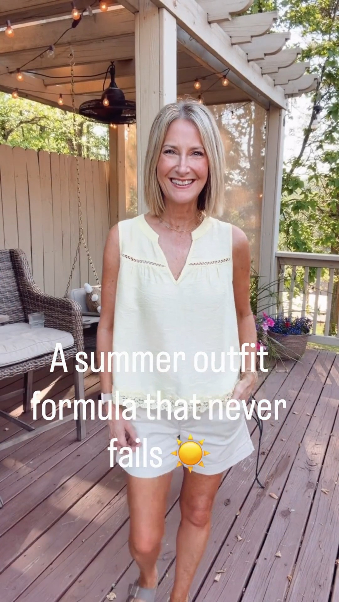 An easy linen blend top and cute khaki shorts! Perfect go to summer look.

#LTKootd #LTKOver40 #LTKgrwm