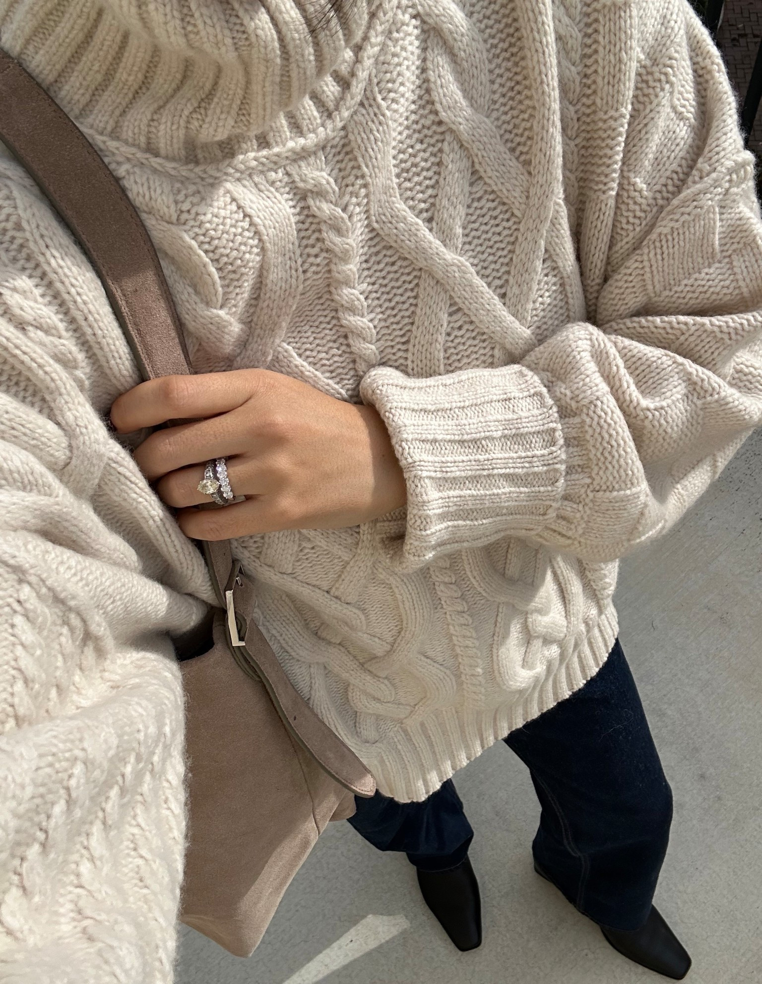 Cozy winter outfit - 

Banana Republic sweater - small, runs oversized! The best luxe and elevated staples 

Abercrombie jeans - 25 short 
Steve Madden boots - most comfortable walkable boots 

#LTKootd