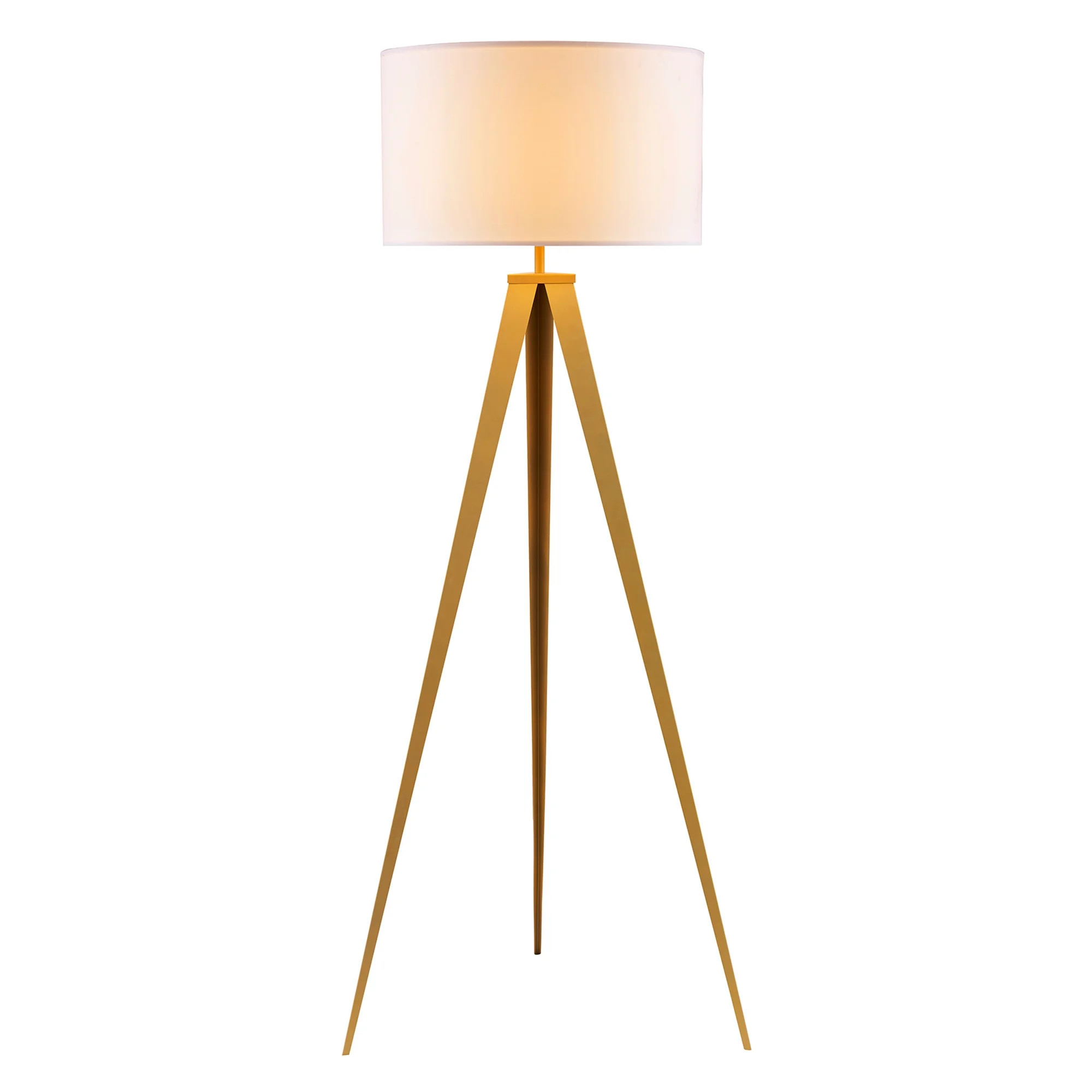 Versanora - Romanza Matte Gold Tripod Floor Lamp With White Shade | Walmart (US)
