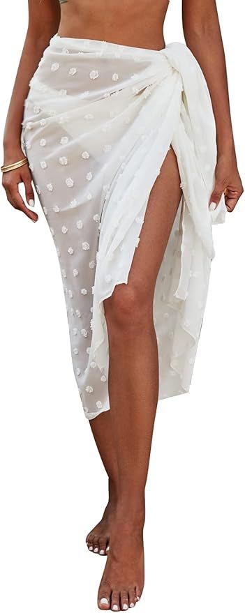 Blooming Jelly Women Sarong Coverups Wrap Skirt White Swimsuit Coverup Sexy Beach Cover Up Dress ... | Amazon (US)