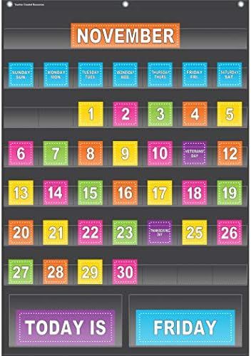 Teacher Created Resources Black Calendar Pocket Chart (20748) | Amazon (US)