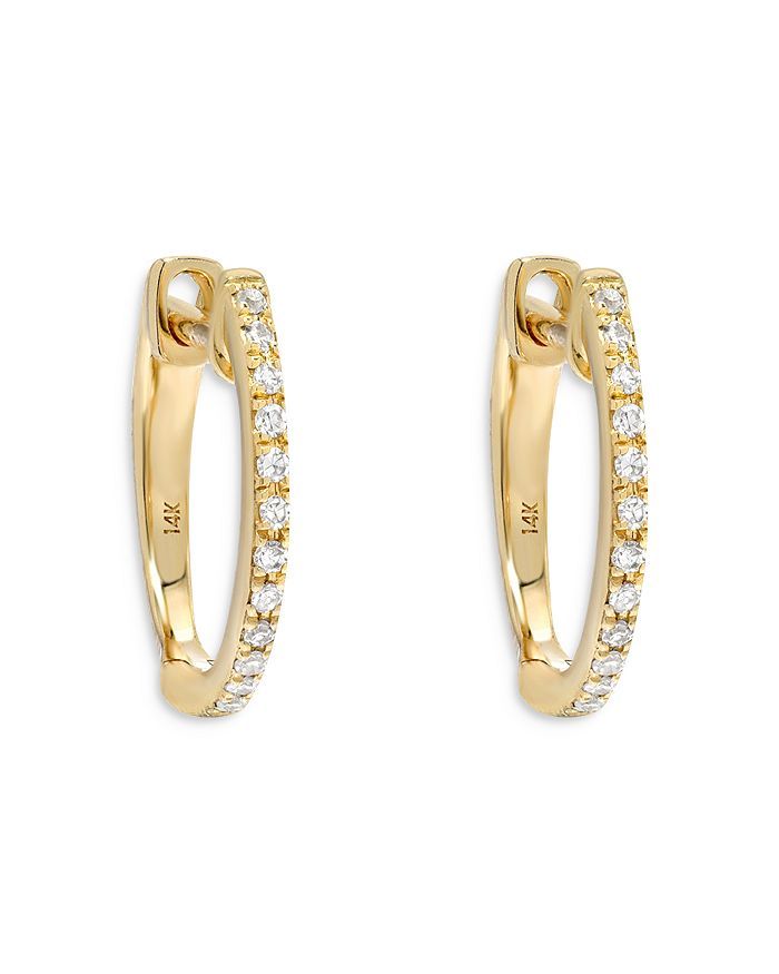 14K Yellow Gold Diamond Huggie Hoop Earrings | Bloomingdale's (US)