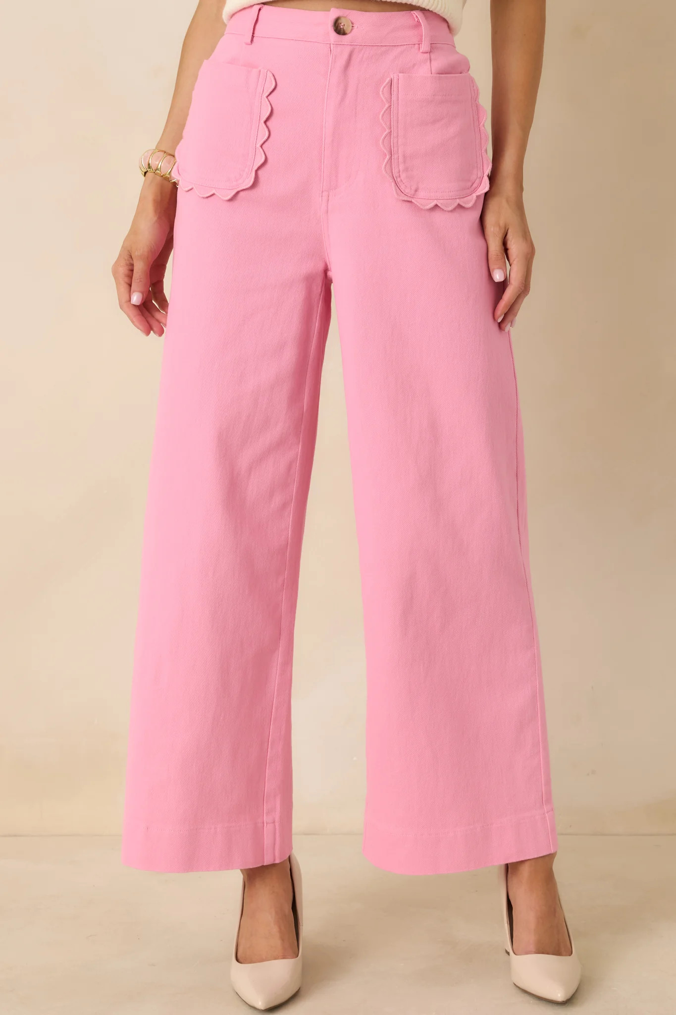 Memories Made Pink Cotton Wide Leg Pants | Red Dress