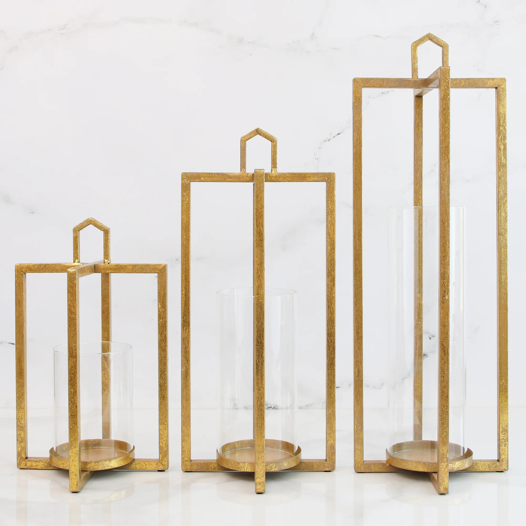 Gold Mod Lantern Set of 3 | Interior Delights