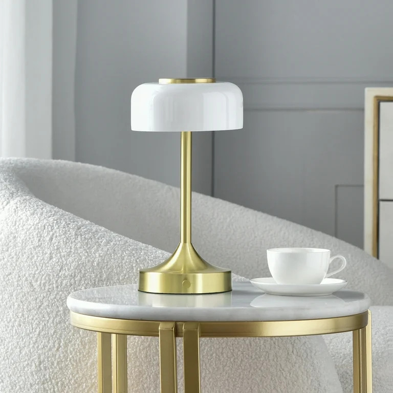 Better Homes & Gardens Portable Milk Glass Table Lamp, Rechargeable | Walmart (US)