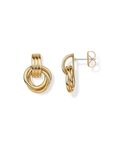 PAVOI 14K Yellow Gold Plated Mini Door Knocker Statement Earrings for Women - Chunky Gold Earrings for Women - Small Trendy Bold Knot Drop Dangle Jewelry | Amazon (US)
