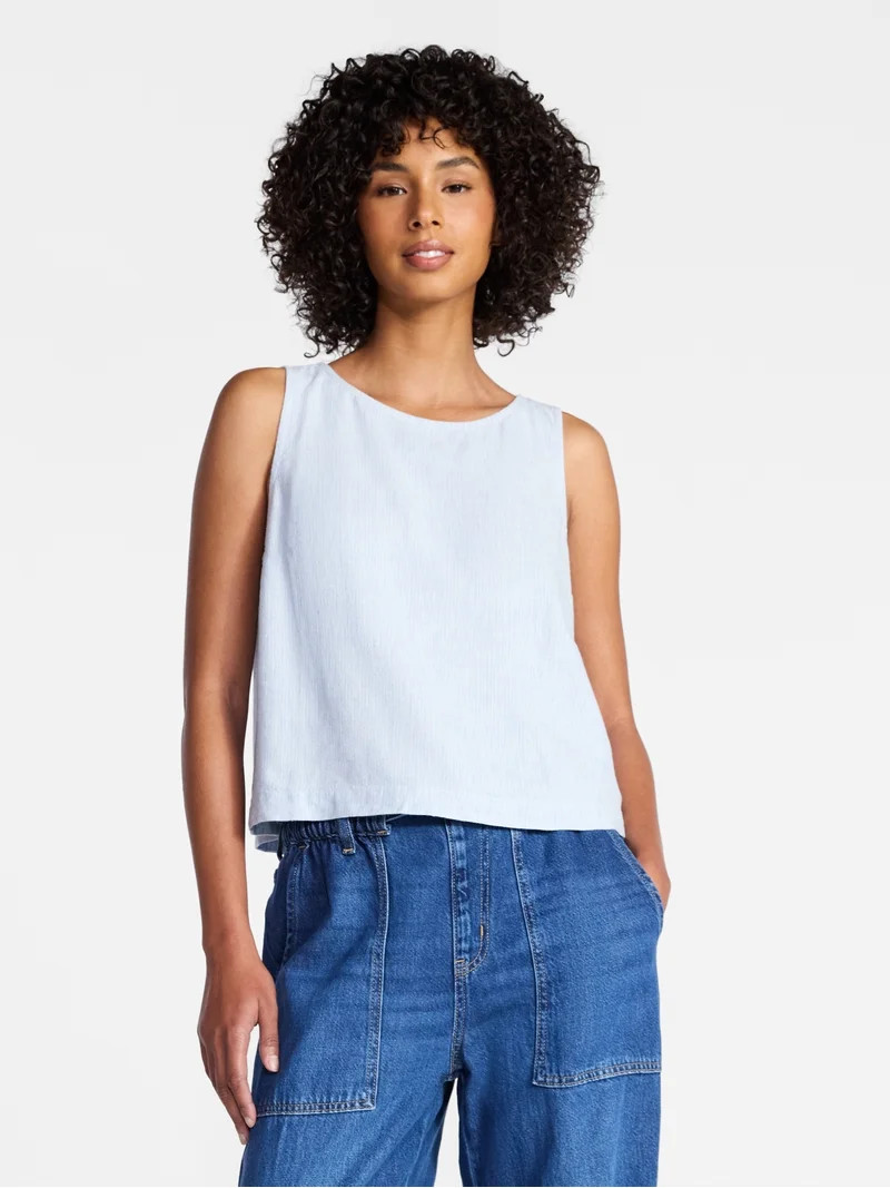 Time and Tru Women’s Linen Blend Sleeveless Top, Sizes XS-XXXL | Walmart (US)