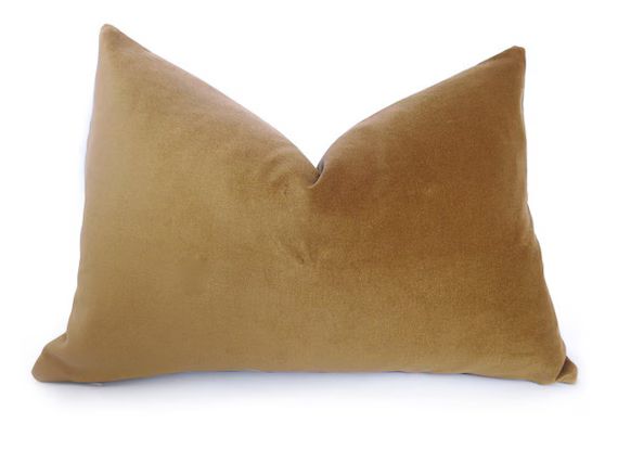 PLUSH Velvet Pillow Cover - Gold - Gold Pillow - Velvet Pillow - Lumbar Pillow - Decorative Pillo... | Etsy (US)