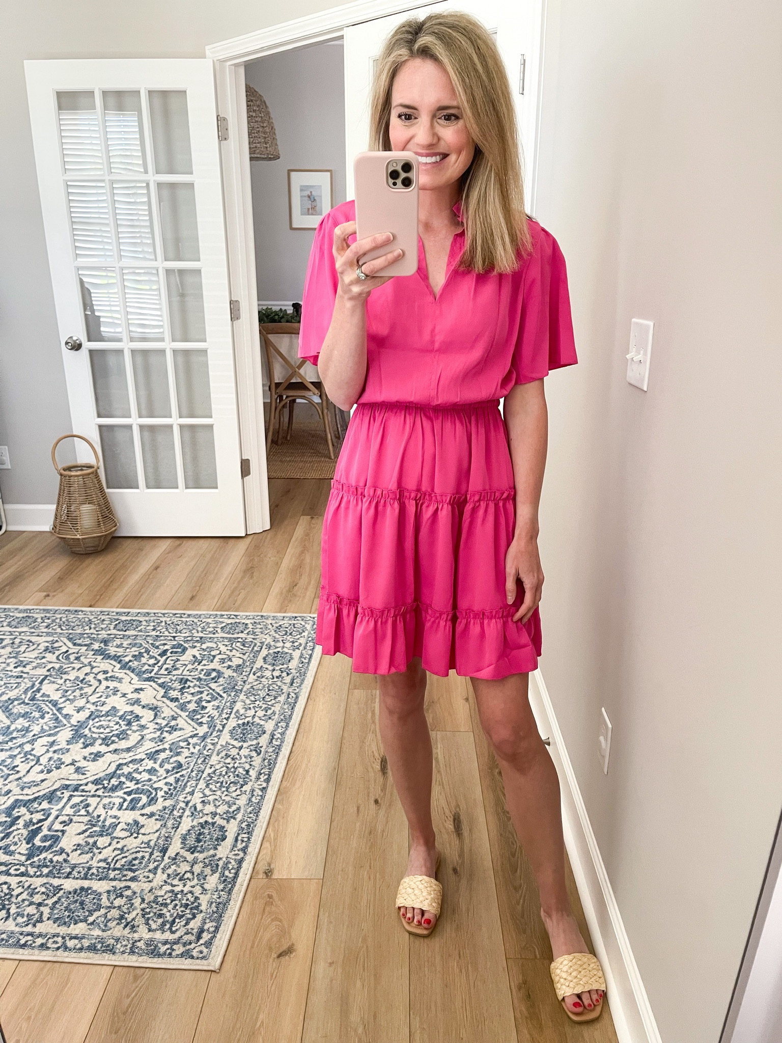 The cinched waist and ruffles around the tiers make this dress so flattering. I am wearing the size small. 

#LTKSeasonal #LTKwedding #LTKunder50