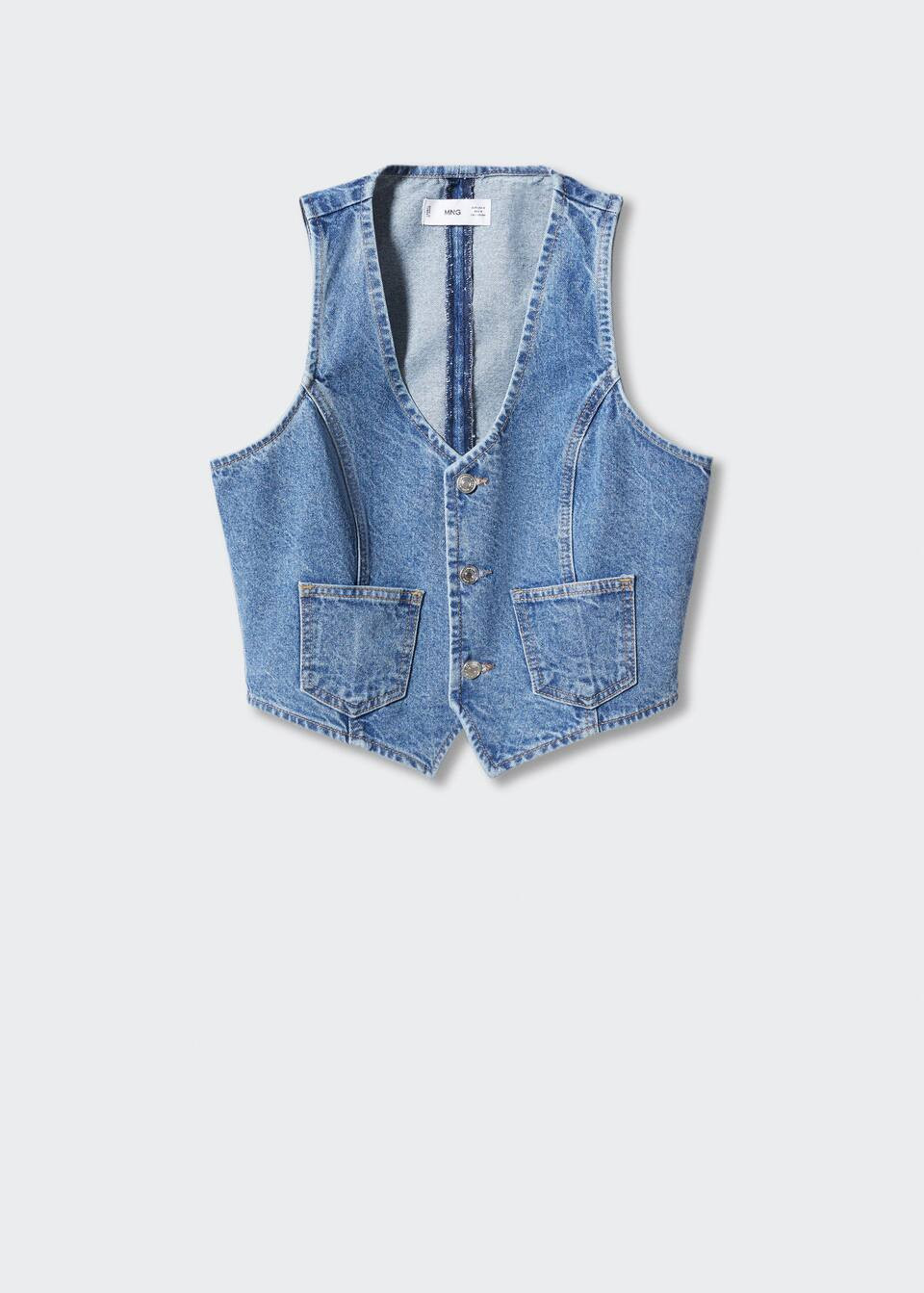 Denim gilet with pockets -  Women | Mango United Kingdom | MANGO (UK)