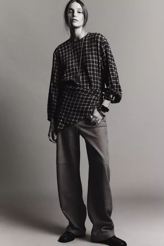 CHECK SHIRT WITH MULTIPOSITIONAL SCARF ZW COLLECTION | Zara UK