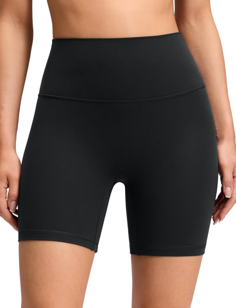 CRZ YOGA Butterluxe No Front Seam Biker Shorts 6" - High Waisted Lounge Pilates Workout Athletic ... | Amazon (US)